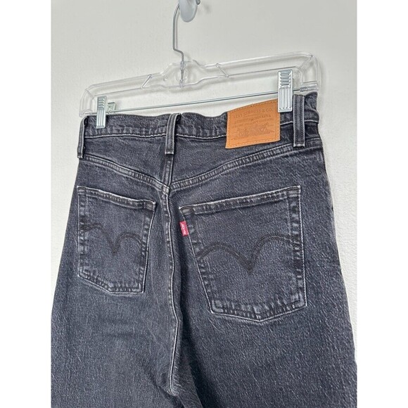Levi's Ribcage Straight Ankle Jeans High Rise Charcoal Black Women's 28 28x27 - Picture 5 of 9